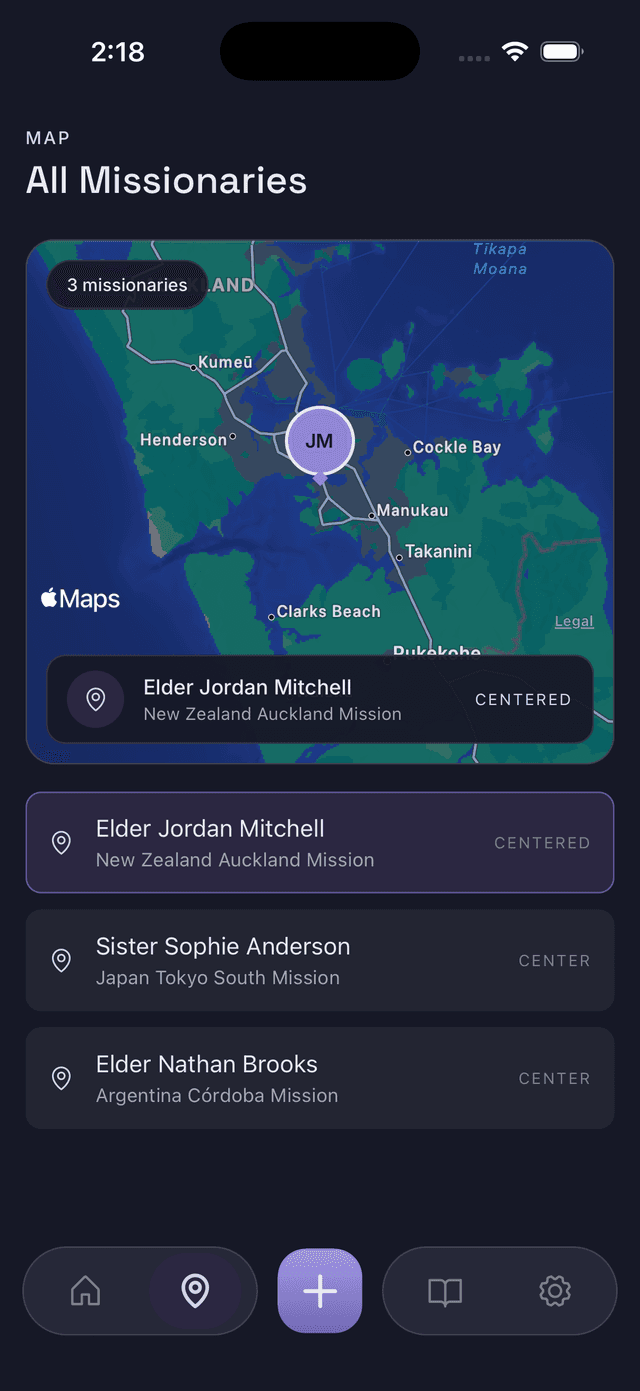 Missionaries map